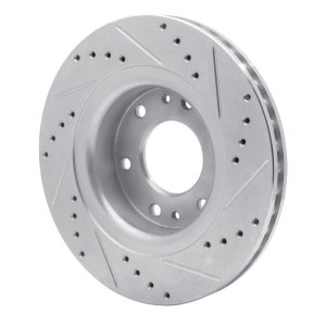 Buick Rainier Brake Rotor (1) - Front Left - R1 Concepts - Drilled & Slotted - Silver - `06-`09